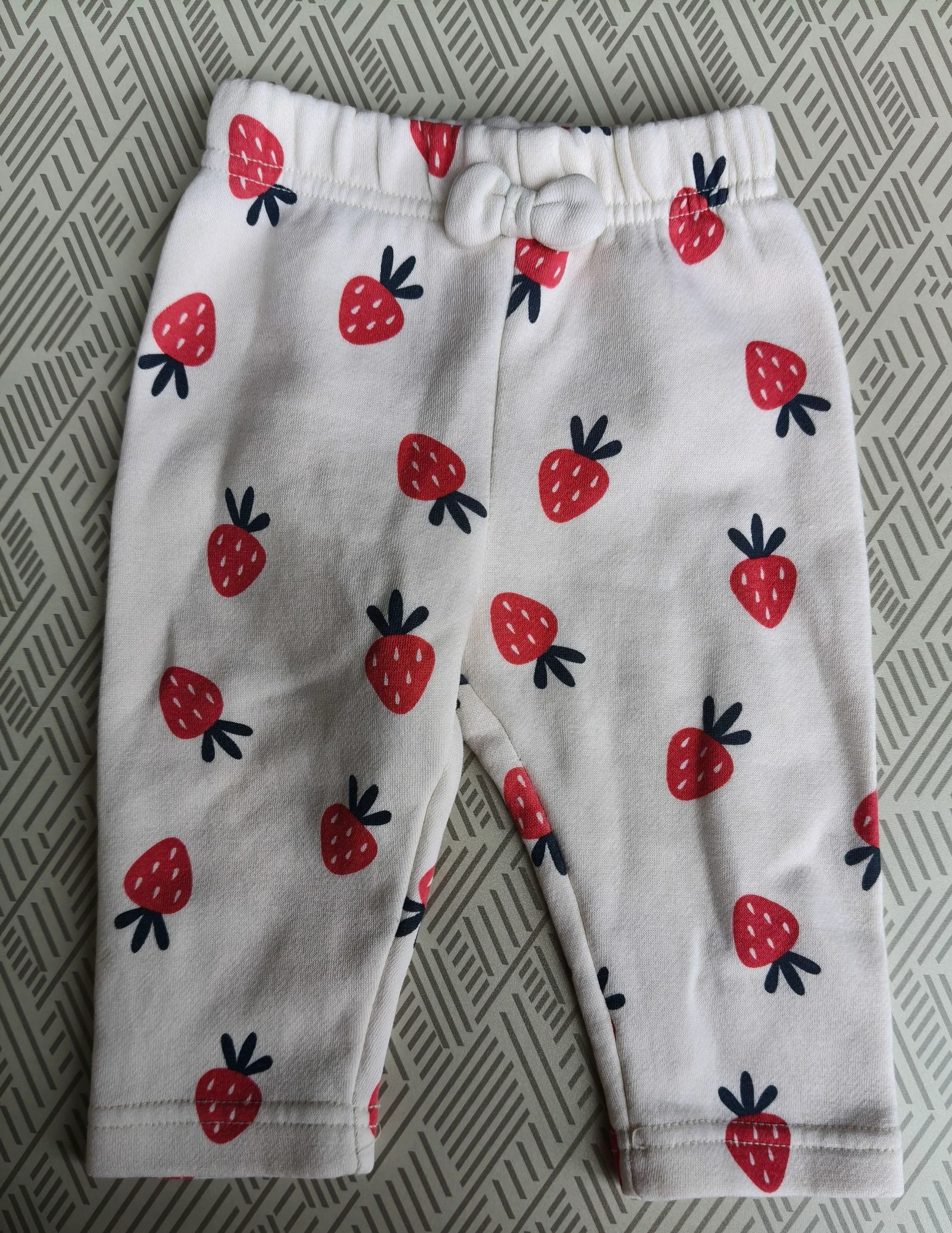 Pantalon chaud fille Bub'l blanc fraises 9 mois